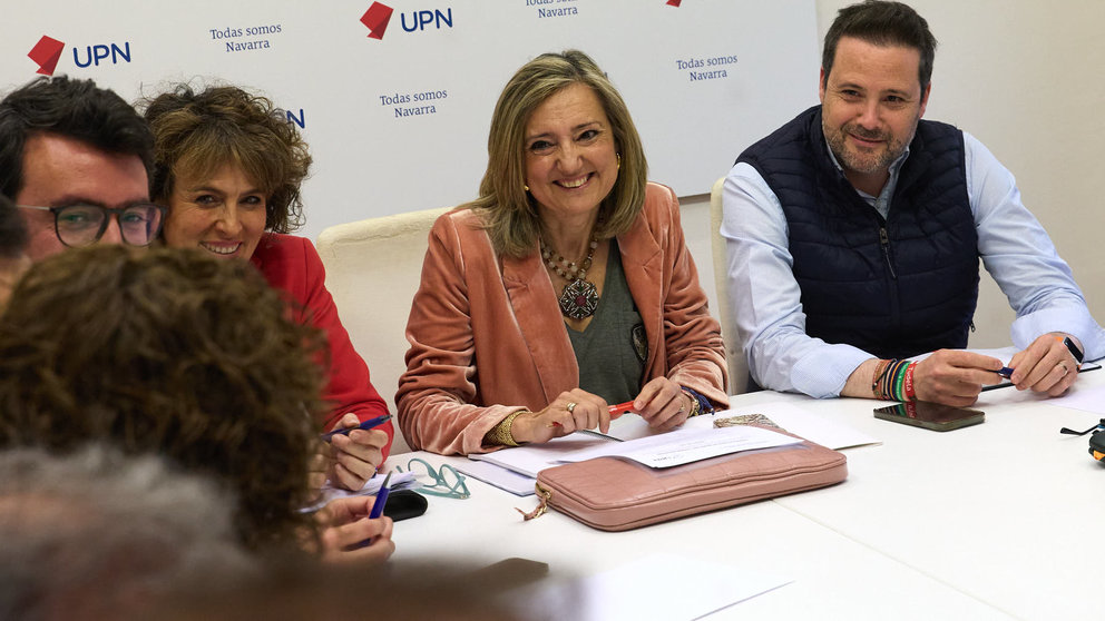 Primera reunión de la Ejecutiva de UPN con Cristina Ibarrola como presidenta del partido regionalista. IÑIGO ALZUGARAY