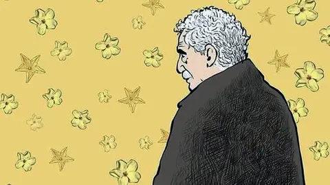 Gabo y flores amarillas