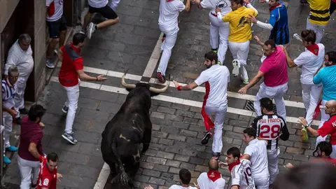Séptimo encierro de San Fermín con los toros de Nuñez del Cuvillo (08).  I&Ntilde;IGO ALZUGARAY