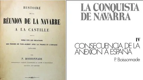 Dos ediciones de un mismo autor, Prosper Boissonnade: a la izquierda el original de 1893; y a la derecha, el volumen IV de la traducción manipulada y mutilada, impresa por Mintzoa en 1981.