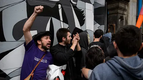 Cientos de personas se manifiestan en Pamplona a favor del _gaztetxe Maravillas_, desalojado el 17 de agosto de 2018. PABLO LASAOSA 12