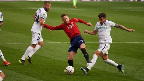 Partido entre Osasuna y Getafe CF jugado en el estadio de El Sadar de Pamplona correspondiente a la jornada n&uacute;mero 29 de La Liga. MIGUEL OS&Eacute;S