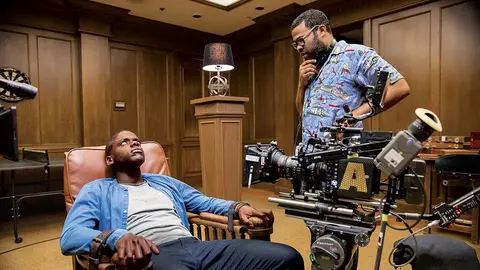 Jordan Peele y Daniel Kaluuya en el set de Déjame Salir