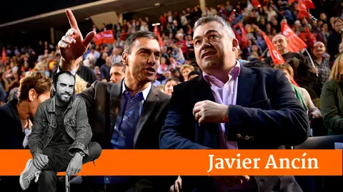 Pedro S&aacute;nchez junto a Maite Esporr&iacute;n, Toni Magdaleno, Santos Cerd&aacute;n y Mar&iacute;a Chivite en mitin electoral en Pamplona
