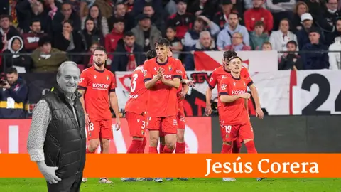 Celebración del gol de Budimir en el Sánchez Pizjuán en el Sevilla-Osasuna.