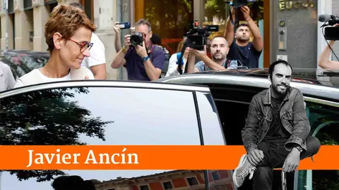 La presidenta de Navarra y secretaria general del PSN-PSOE, María Chivite, abandona la sede del partido tras la reunión mantenida en la Ejecutiva regional, convocada tras la dimisión del navarro Santos Cerdán como secretario de Organizacion del PSOE. EFE/ Jesús Diges