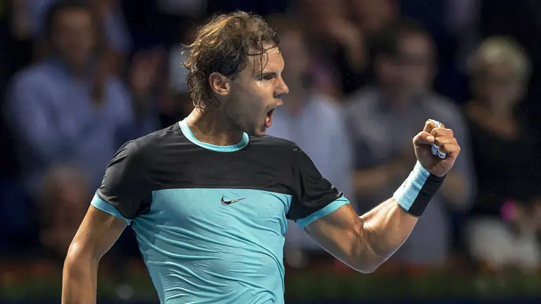 Rafa Nadal con gesto de alegría después de sumar un tanto. EFE.