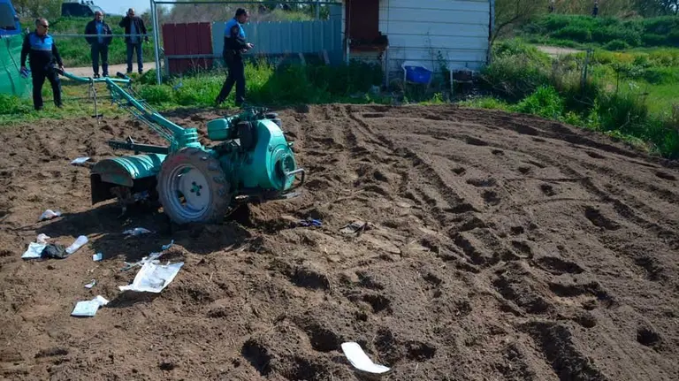 Accidente con un motocultor.