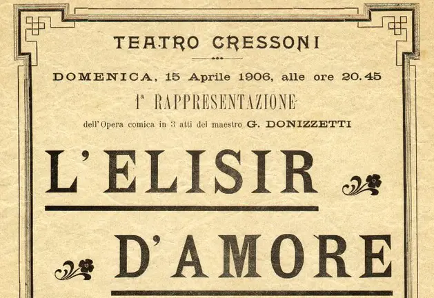L' Elisir D'amore, anunciando para su representaci&oacute;n en 1906.