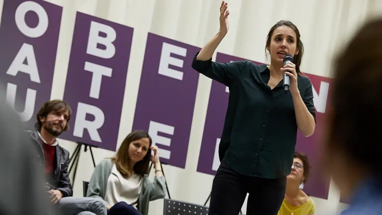 Acto electoral de Unidas Podemos con la presencia de&nbsp;Irene Montero, Ione Belarra, Neniques Rold&aacute;n, Maite Mola, Mikel Buil, Ainhoa Azn&aacute;rez y Edurne Eguino. I&Ntilde;IGO ALZUGARAY