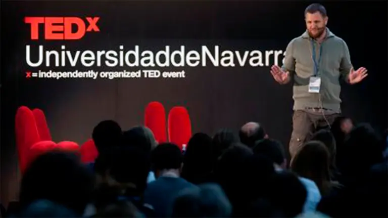 David Beri&aacute;in, durante la charla ofrecida en la Universidad de Navarra.