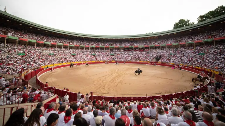Rejones en la Plaza de toros de Pamplona en San Ferm&iacute;n 2022. IRAITZ IRIARTE.