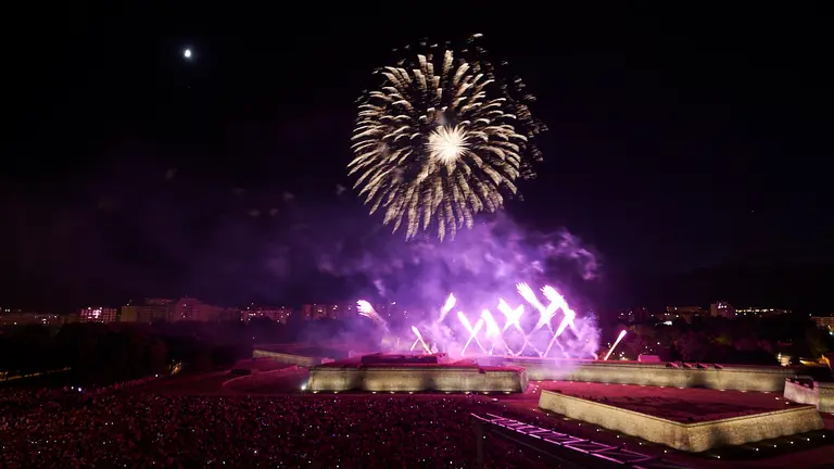 Segundo d&iacute;a del Concurso Internacional de Fuegos Artificiales de San Ferm&iacute;n 2022. PABLO LASAOSA