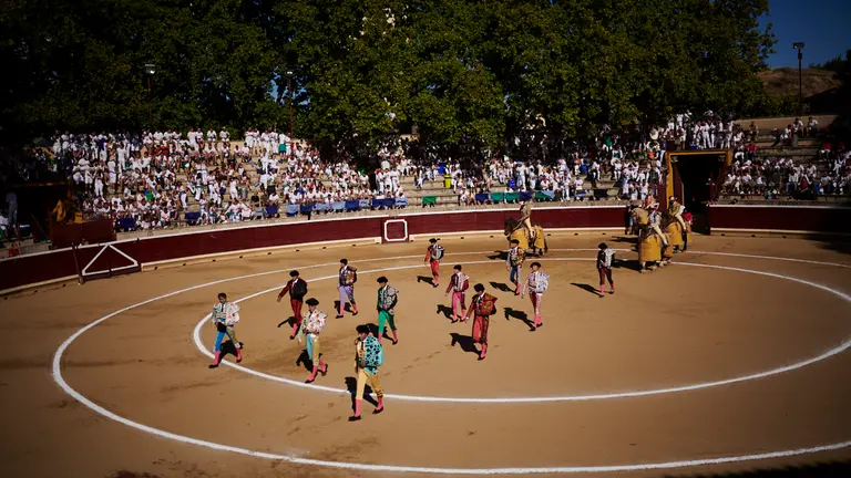 Tercera corrida de fiestas de Tafalla 2022 con toros de Sobral para los diestros Oliva Soto, Rafael Serna y Javier Orozco. PABLO LASAOSA