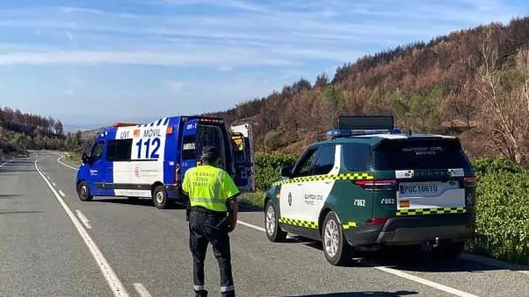 Un agente de la Guardia Civil atiende el siniestro ocurrido en Tafalla. GUARDIA CIVIL