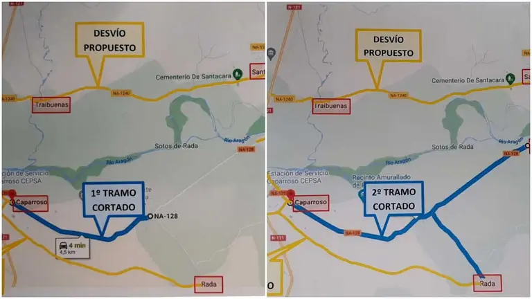 La NA 128 se corta al tr&aacute;fico por obras y no se abrir&aacute; hasta agosto de 2023.