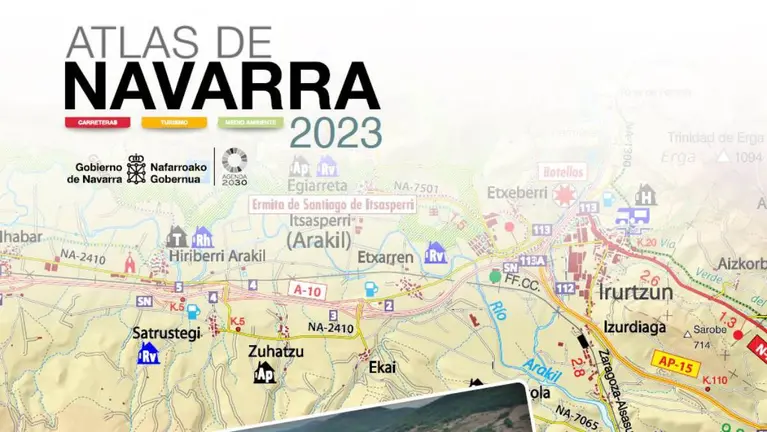 Portada del nuevo Atlas de Navarra, que ya est&aacute; disponible en formato f&iacute;sico y digital. GOBIERNO DE NAVARRA