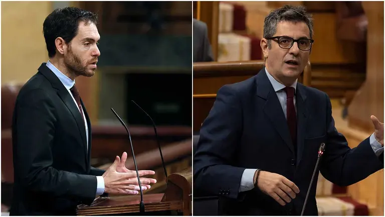 Sergio Sayas y F&eacute;lix Bola&ntilde;os, en el Congreso de los diputados.