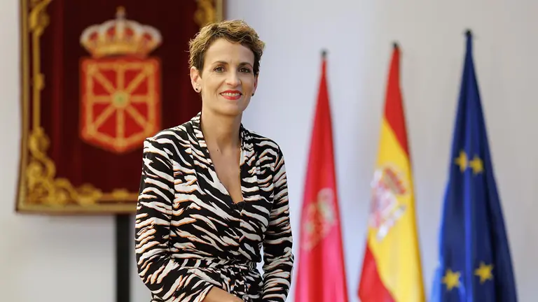 La presidenta de Navarra, Mar&iacute;a Chivite, en su mensaje de fin de a&ntilde;o. GOBIERNO DE NAVARRA