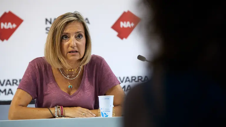 Cristina Ibarrola, durante una rueda de prensa sobre las compras de EPI llevadas a cabo por el Gobierno de Navarra en la pandemia de Covid-19. I&Ntilde;IGO ALZUGARAY