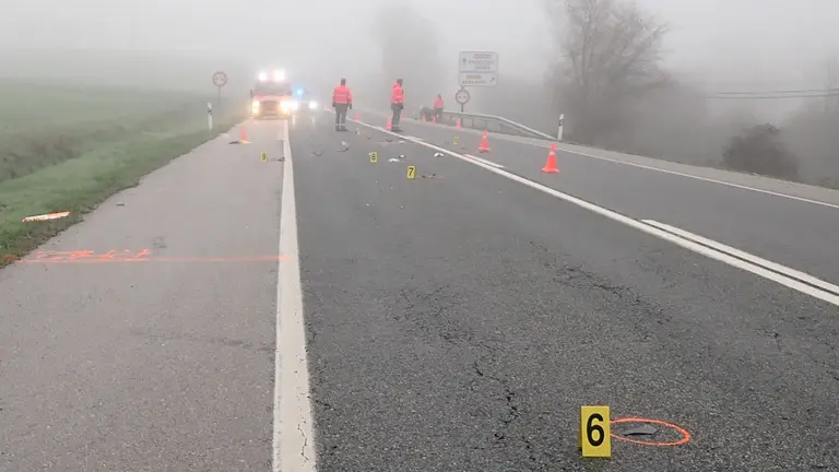 Polic&iacute;a Foral atiende un accidente de circulaci&oacute;n ocurrido en el kil&oacute;metro 17.900 de la carretera N-240A (Pamplona-Iru&ntilde;a/Vitoria-Gasteiz), en el t&eacute;rmino municipal de Iza. CEDIDA