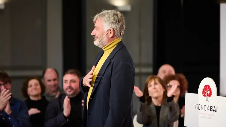 Geroa Bai presenta a Koldo Mart&iacute;nez como candidato al Ayuntamiento de Pamplona y a Uxue Barkos al Gobierno de Navarra para las pr&oacute;ximas elecciones de 2023. PABLO LASAOSA