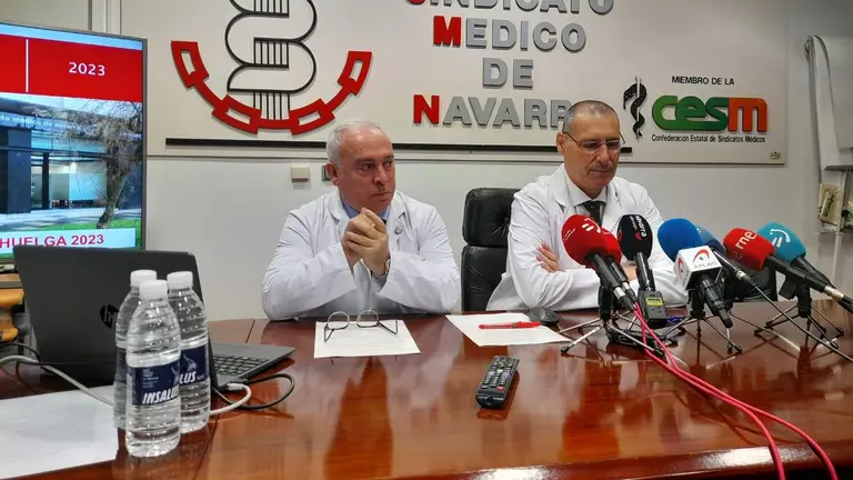 Imagen de la rueda de prensa del Sindicato M&eacute;dico de Navarra - EUROPA PRESS