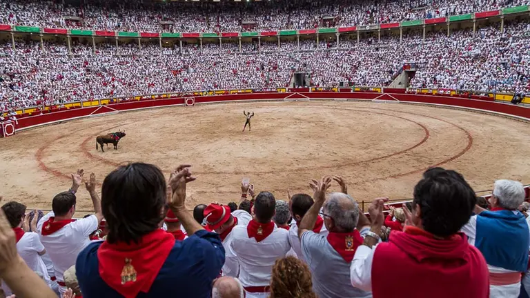 Los tendidos de la plaza de Pamplona durante una corrida de la Feria del Toro de San Ferm&iacute;n. ARCHIVO/  I&Ntilde;IGO ALZUGARAY