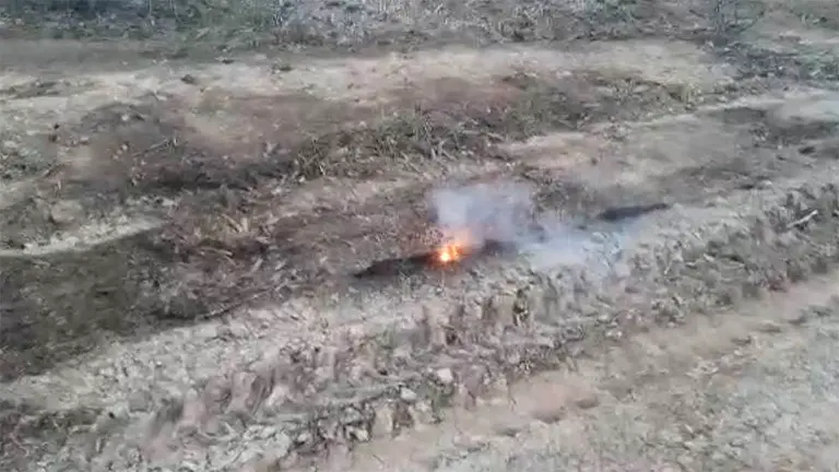 El cable de alta tensi&oacute;n se encuentra en un camino por el que pasa la Javierada de la Ribera. CEDIDA