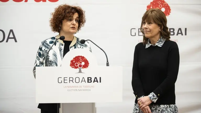 Blanca Reg&uacute;lez, candidata de Geroa Bai a la Alcald&iacute;a de Estella, junto a Uxue Barkos, candidata de Geroa Bai a la presidencia del Gobierno foral - GEROA BAI
