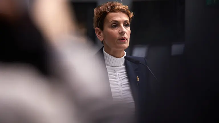 La presidenta del Gobierno de Navarra, Mar&iacute;a Chivite, anuncia el traspaso de las competencias de tr&aacute;fico para la Comunidad Foral a partir del 1 de julio. I&Ntilde;IGO ALZUGARAY