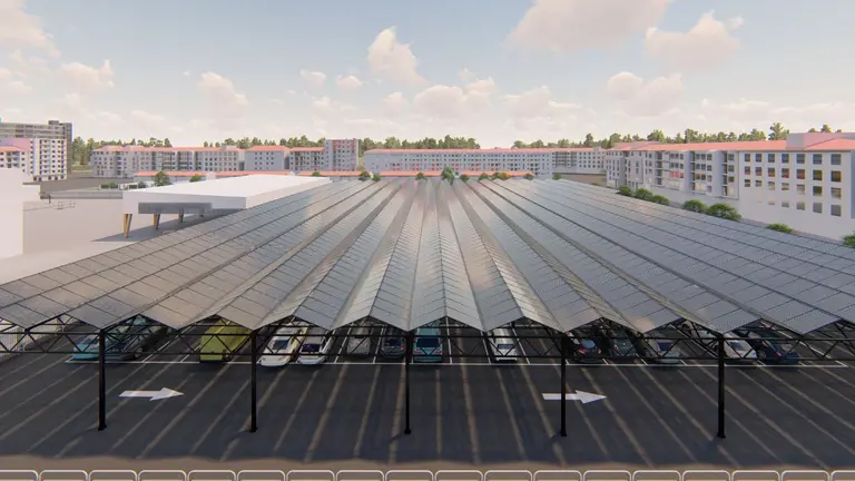 La mayor instalaci&oacute;n fotovoltaica de Pamplona constituir&aacute; la cubierta de un aparcamiento de la ciudad. CEDIDA