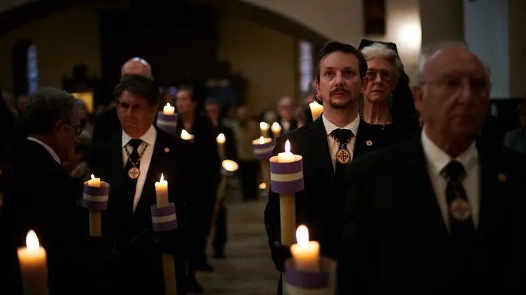 Procesion de las Cinco Llagas duante la Semana Santa 2023 en Pamplona. PABLO LASAOSA