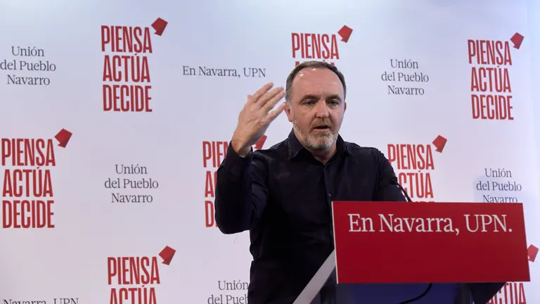 El presidente de UPN y candidato a la presidencia del Gobierno de Navarra, Javier Esparza, presenta propuestas en materia de modelo institucional y convivencia. I&Ntilde;IGO ALZUGARAY
