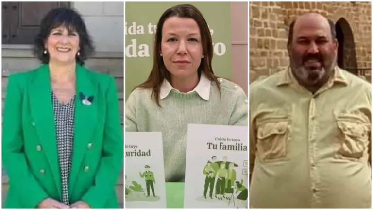 A la izquierda, Socorro Sada, candidata en San Adri&aacute;n. En el centro, Carolina Garc&iacute;a, candidata en el Valle de Eg&uuml;&eacute;s; y a la derecha, Javier Senosi&aacute;in, candidato en Marcilla. VOX
