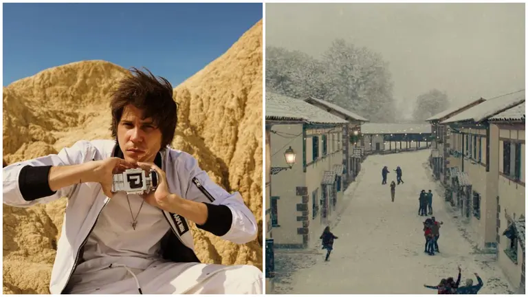 El famoso youtuber El Rubius en su anuncio de Paco Rabanne en las Bardenas Reales y el Valle de Bazt&aacute;n, set de rodaje del anuncio de la Loter&iacute;a de Navidad 2021.