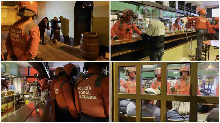 Redada de la Polic&iacute;a Foral en un bar de San Jorge, en Pamplona. POLIC&Iacute;A FORAL