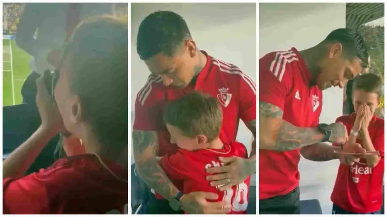 El Chimy &Aacute;vila hizo feliz a Christian, un joven aficionado gaditano de Osasuna que tiene al argentino por &iacute;dolo.