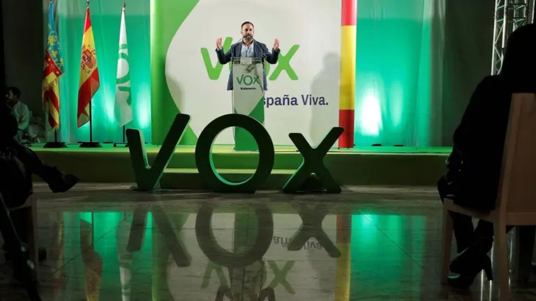 Imagen de archivo de Santiago Abascal en un acto de Vox. ARCHIVO