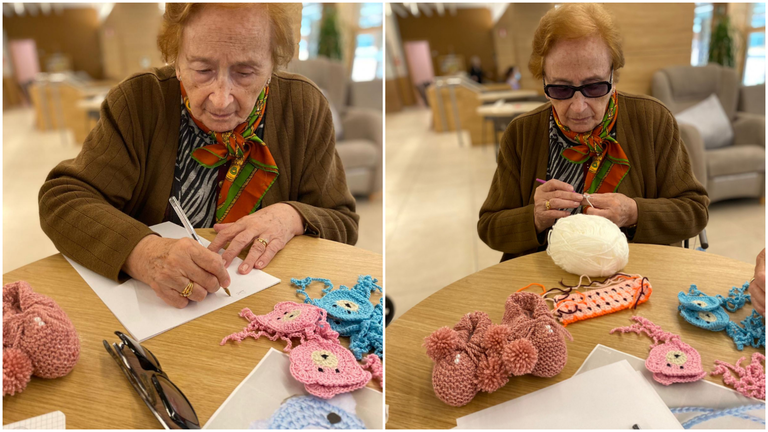Una mujer de la residencia Solera durante el proyecto Tejiendo Vidas. CEDIDA