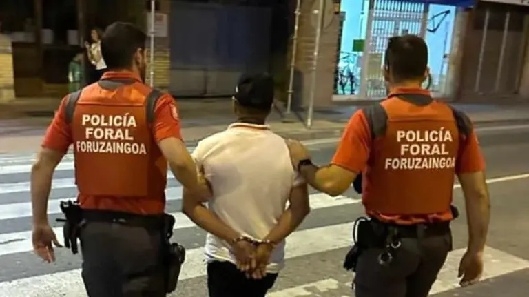 Imagen de archivo de un detenido por agentes de la Policía Foral. ARCHIVO