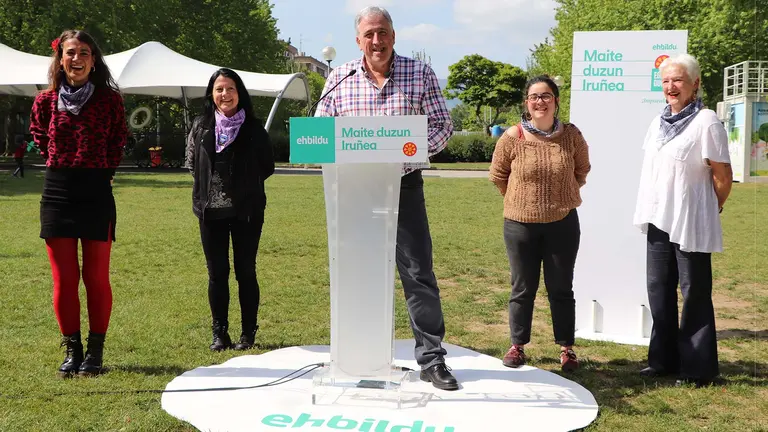 Joseba Asir&oacute;n durante el acto pol&iacute;tico de EH Bildu de este domingo en Pamplona. CEDIDA