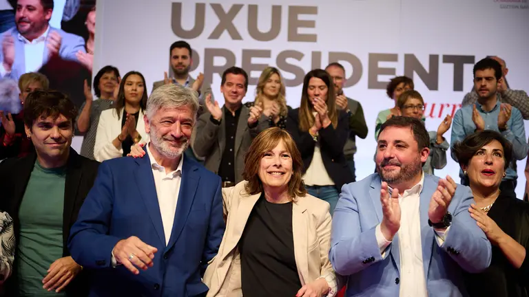 Ccto central de campa&ntilde;a de Geroa Bai con la intervenci&oacute;n de la candidata a la Presidencia del Gobierno de Navarra, Uxue Barkos, el candidato a la Alcald&iacute;a de Pamplona, Koldo Mart&iacute;nez, el presidente del Parlamento foral, Unai Hualde, y el vicepresidente segundo y consejero de Ordenaci&oacute;n del Territorio, Vivienda, Paisaje y Proyectos Estrat&eacute;gicos, Jos&eacute; Mar&iacute;a Aierdi. PABLO LASAOSA