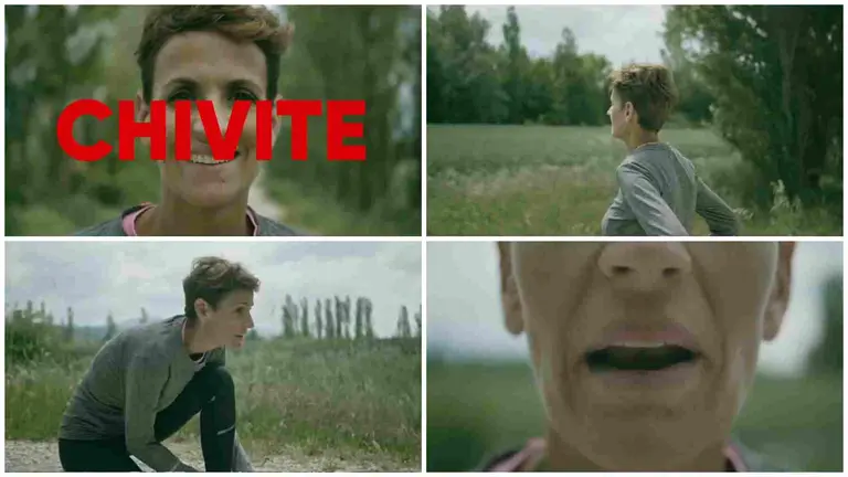 Cuatro fotogramas del 'spot' de camapa&ntilde;a del PSN, con Mar&iacute;a Chivite como protagonista, asegurando que tiene "palabra".