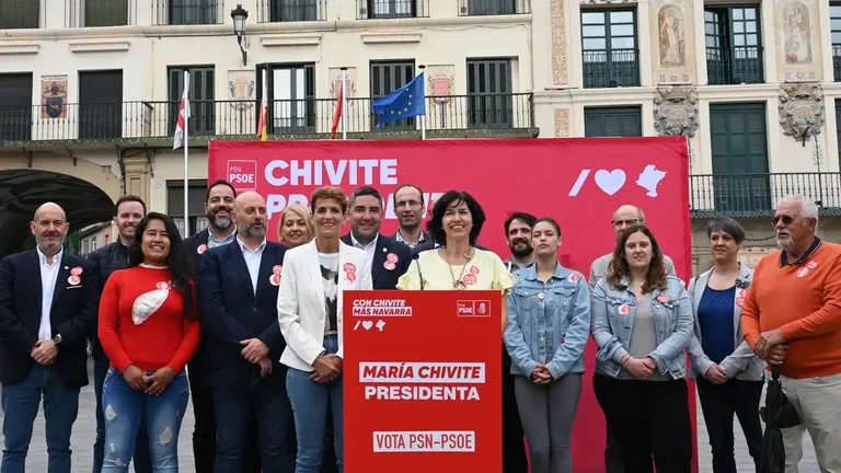 Mar&iacute;a Chivite en un acto electoral en Tudela. PSN