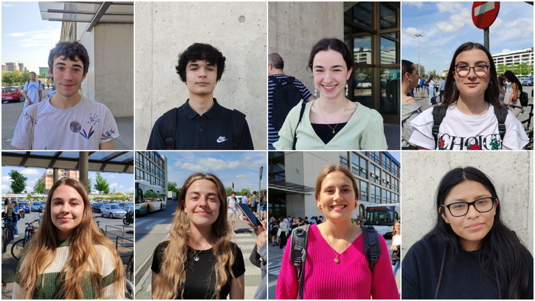Los estudiantes se examinan en la UPNA de la EvAU: Joan Arregui Prieto, Sergio Ramos Jiménez, Leire Cía Mina, Sandra Sucunza Camacho, Aitana Delveo García, Celia Maguire Castañeida, Laura Bengoetxea Morales y