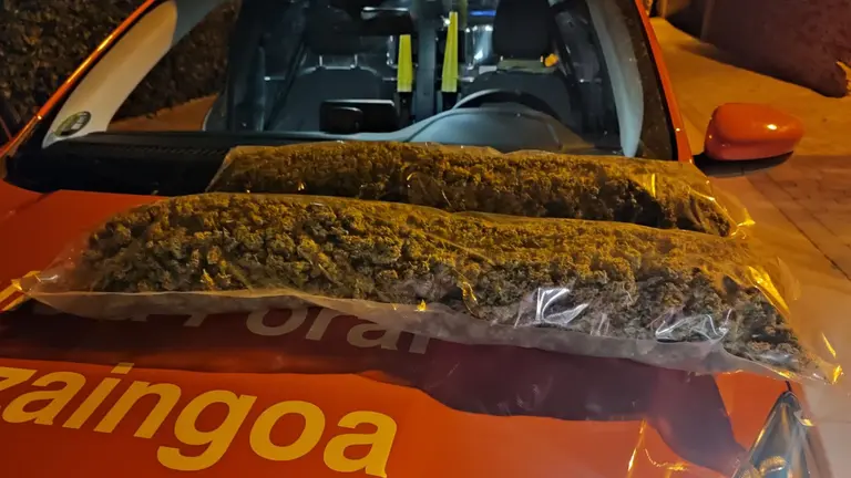 Bolsas de marihuana requisadas al detenido. POLIC&Iacute;A FORAL