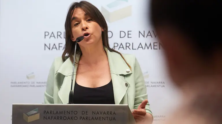 Bego&ntilde;a Alfaro, portavoz de Contigo Navarra, hace declaraciones tras la primera reuni&oacute;n de la Mesa y Junta de Portavoces del Parlamento de Navarra de la nueva legislatura. I&Ntilde;IGO ALZUGARAY