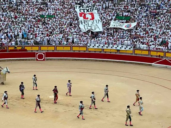 Primera corrida de toros de San Ferm&iacute;n cel Pamplona on toros de La Palmosilla. NAVARRA.COM