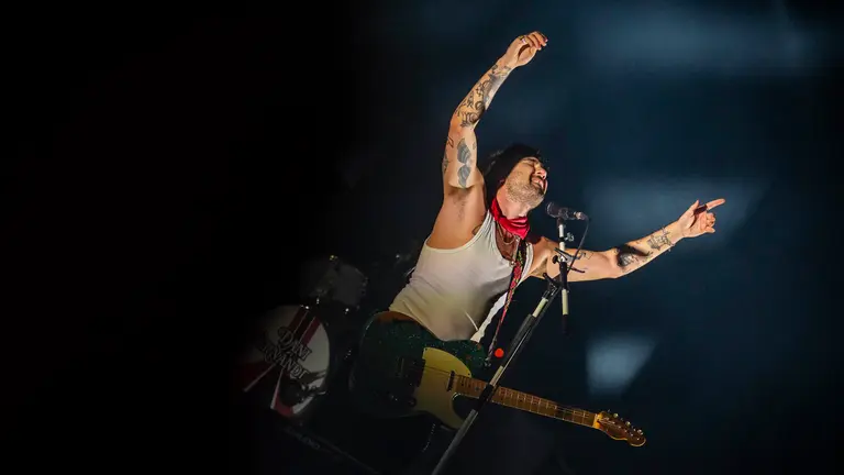 Concierto de Dani Fern&aacute;ndez y su banda en la Plaza del Castillo durante las fiestas de San Ferm&iacute;n 2023. JASMINA AHMETSPAHIC